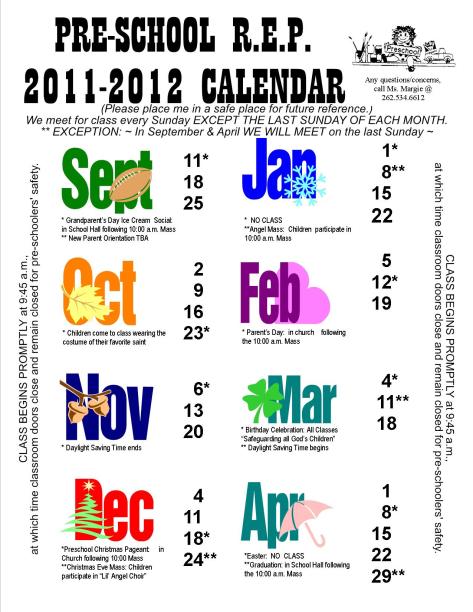 2011 Calendar Printout. Calendar 2011-2012